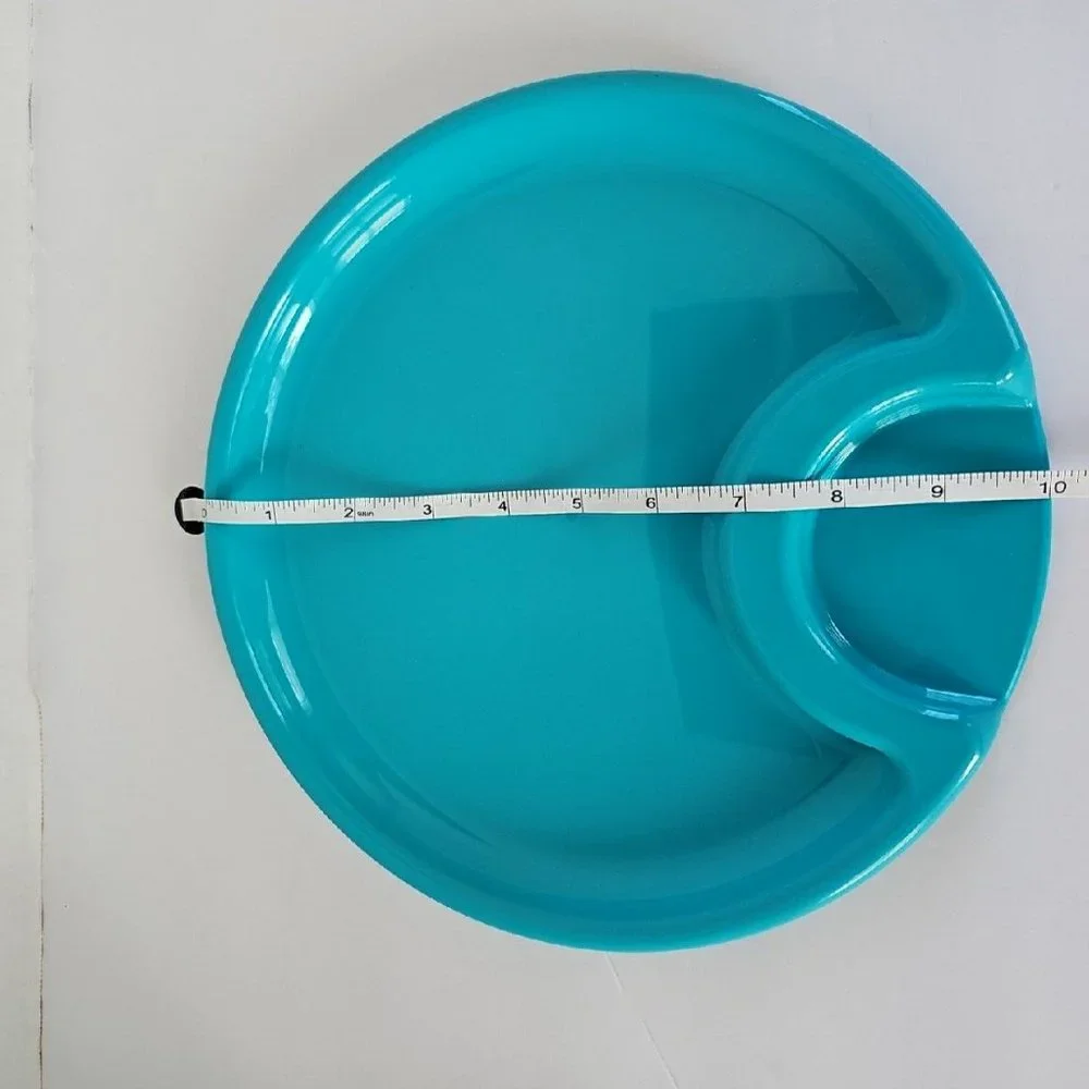 Set of 6 Pampered Chef Party Outdoor Picnic Plastic Plates #2823 Blue / Green